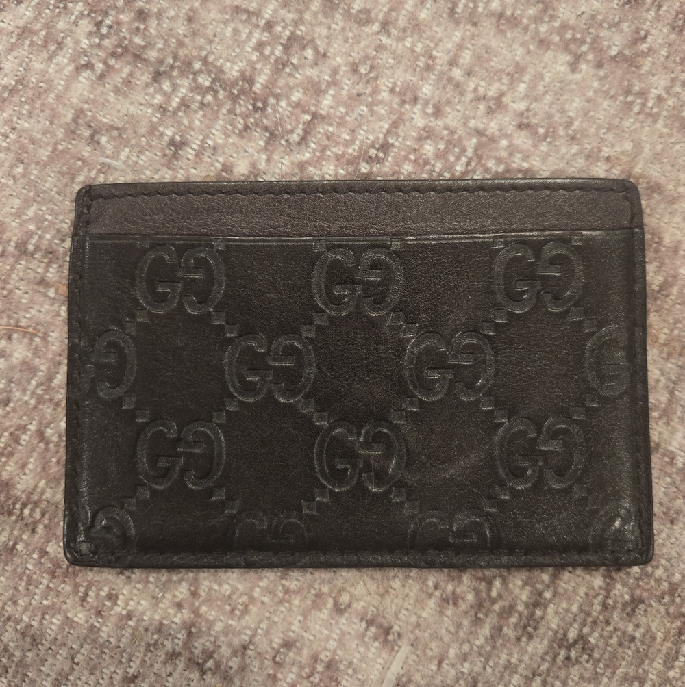 Gucci Guccissima Leather Card Holder Wallet – Dark Brown